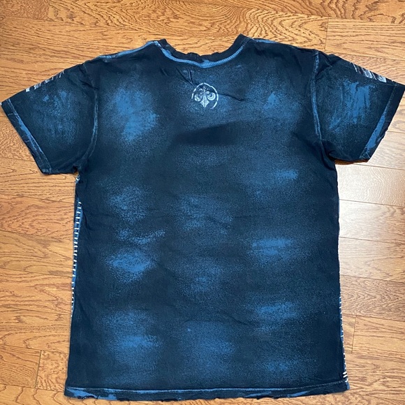 Affliction Blue and Black Short Sleeve Tee with Tribal Wings - Picture 4 of 4